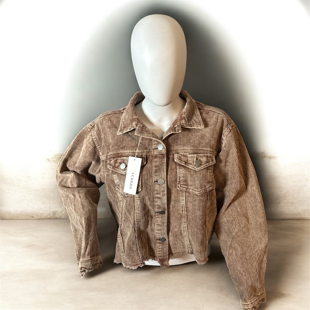 Corduroy Cropped Jacket - Tan